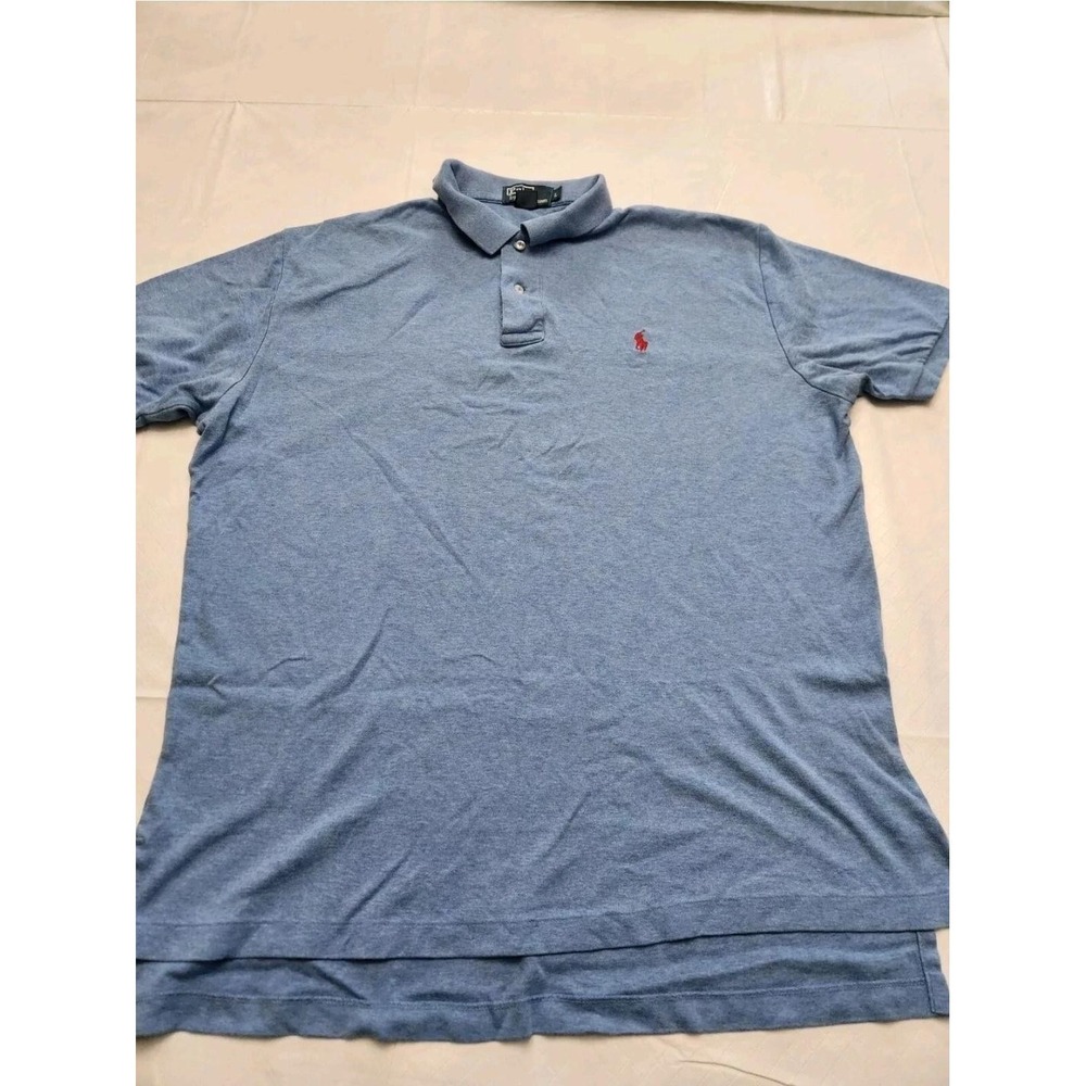 Polo Ralph Lauren Polo Shirt Mens Large Blue Heather Embroidered Red Pony Casual